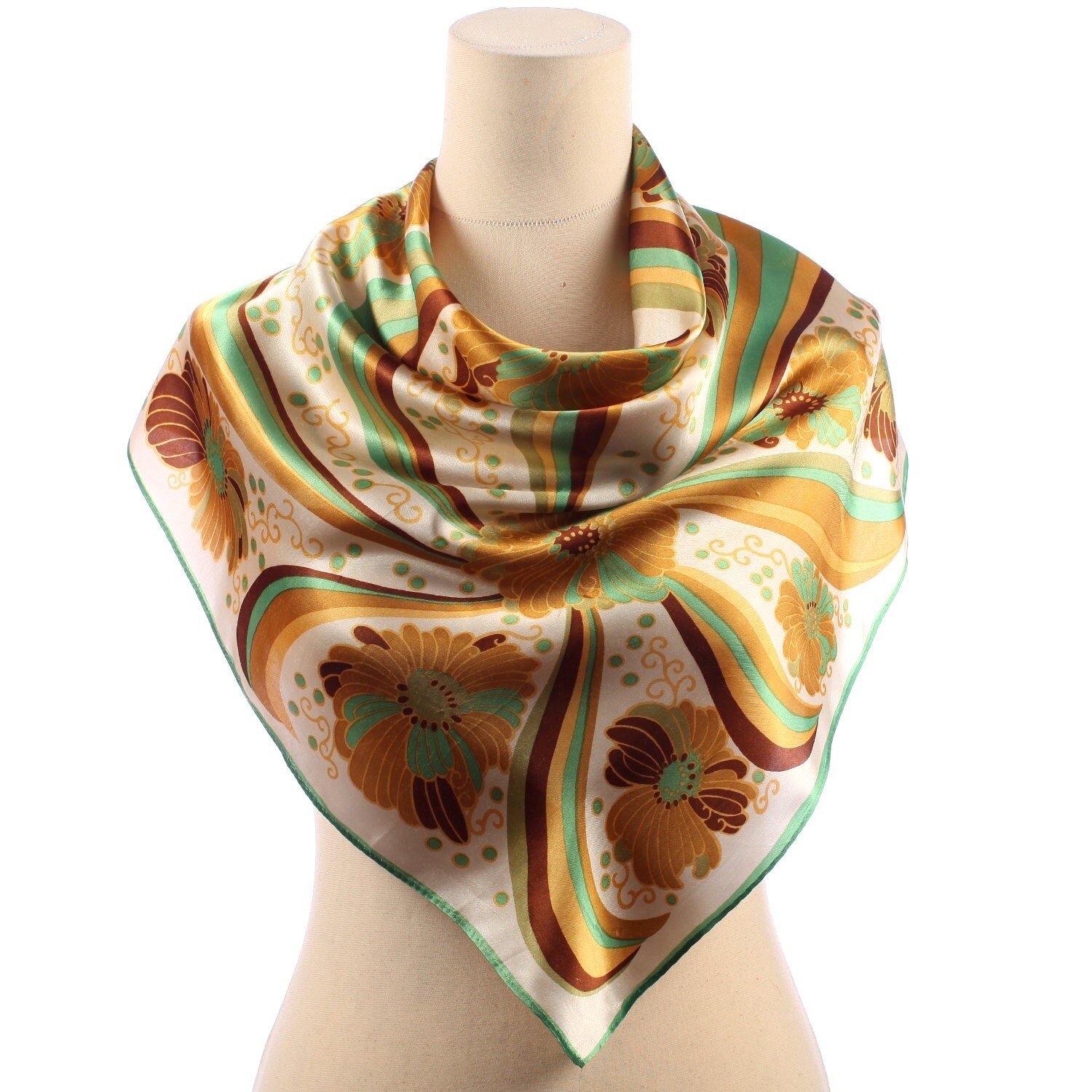 Women Vintage Floral Print Shawl Scarf main image 1