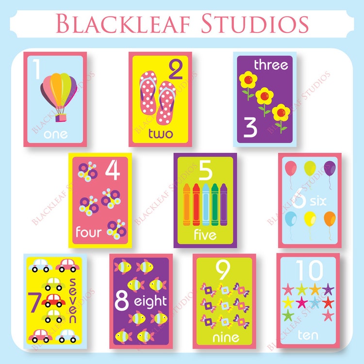 numbers flash cards 1 to 10 printable for by blackleafdesign