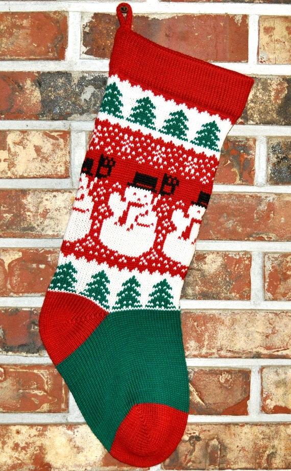 Knit Personalized Christmas Stocking 100% Wool Handmade