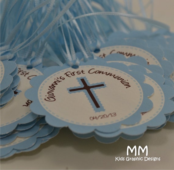 50 Thank You 2inch circle Tags with scalloped edges - Birthday - Baby Shower - Communion - Baptism - Thank You - Personalized Il_570xn