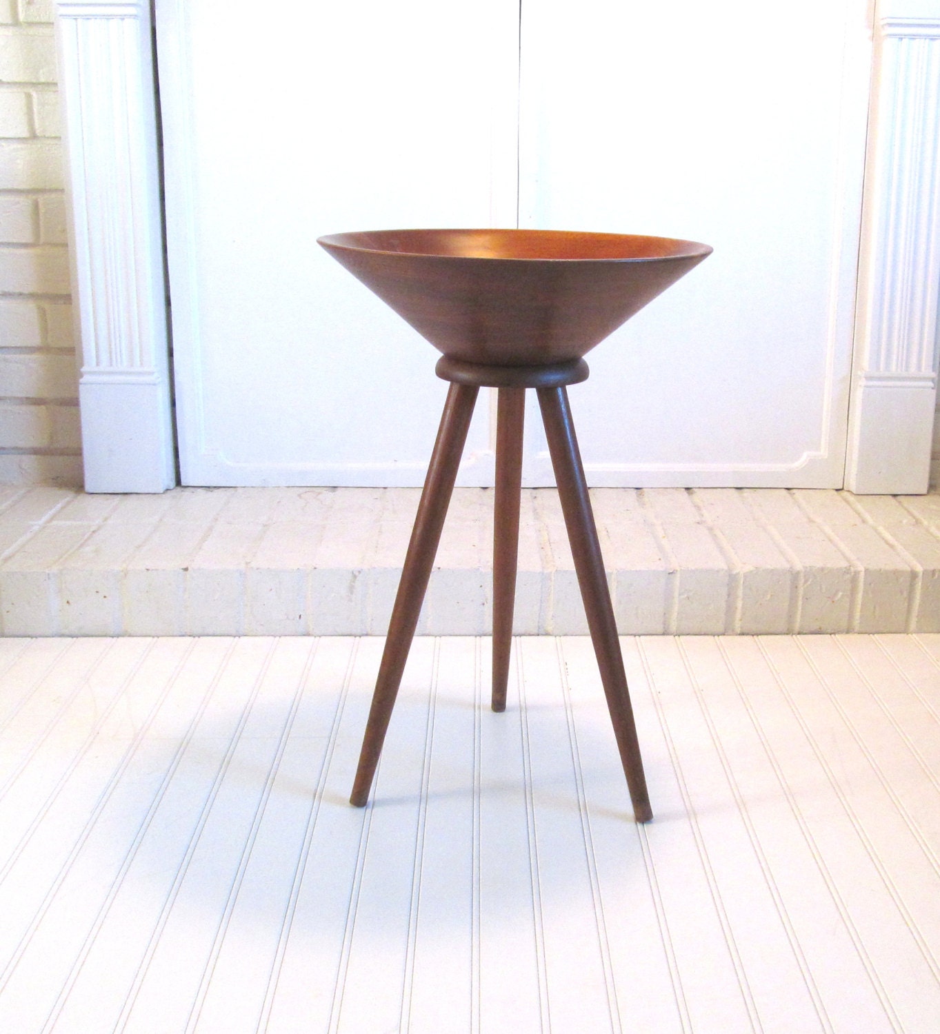 Vintage Walnut Bowl with Legs