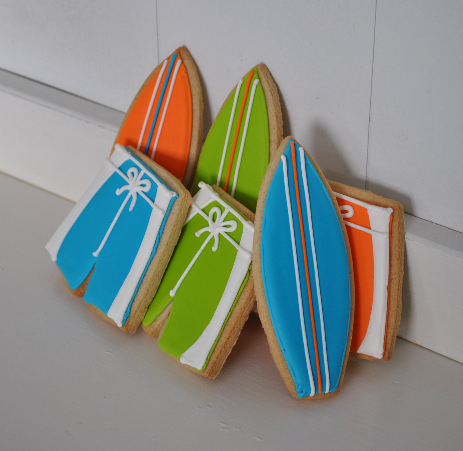 Surfboard Hand Decorated Sugar Cookies 1 Dozen
