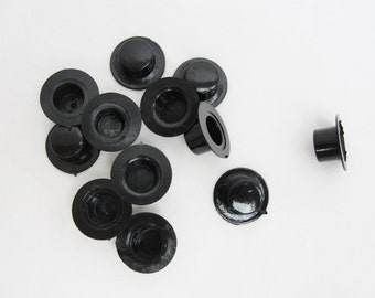 Tiny black plastic top hat, tiny top hat, mini top hat set of 12 (smallest of 3 sizes)