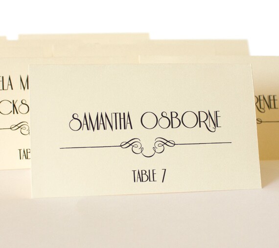 Art Nouveau Place Card Art Deco Cream Black Escort Seating