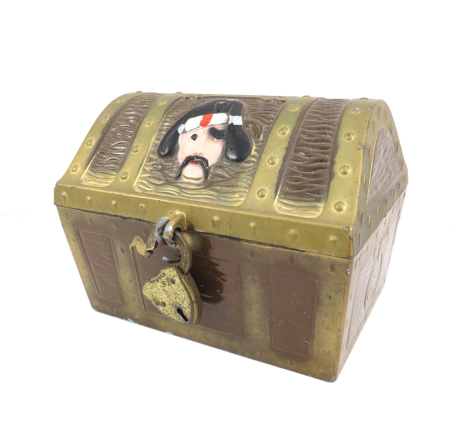 Pirate Treasure Chest Bank Vintage 1950s 1960s EJ Kahn Co