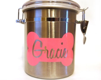 12 Colors - Personalized Dog Treat Jar with Name in Bone