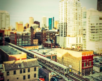 Chicago Train Photography - boys room wall art, train art - Toy Train - Chicago El Wall Decor, Etsy Home Decor, Whimsical Art Print