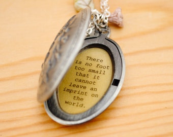 Memorial Locket - There is no foot too small that it cannot leave an imprint on the world - Miscarriage Necklace