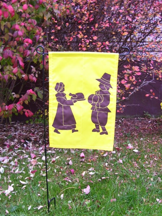 Thanksgiving Pilgrims Silhouette 12 inch by 18 inch Garden