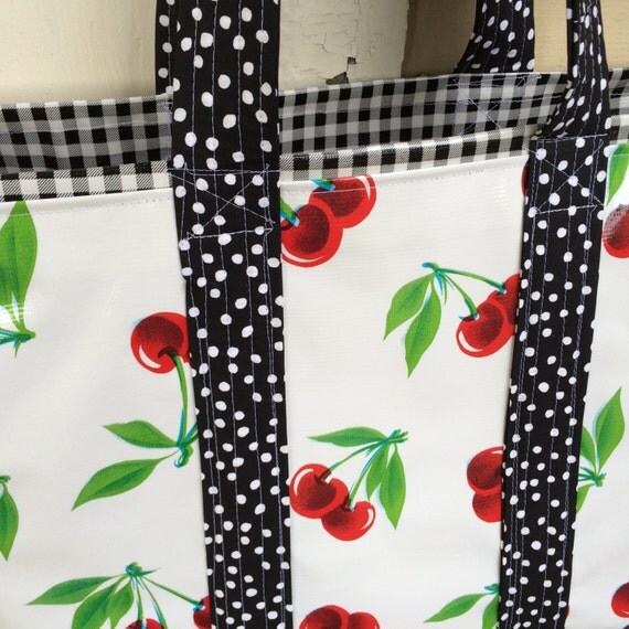 large oilcloth tote bag