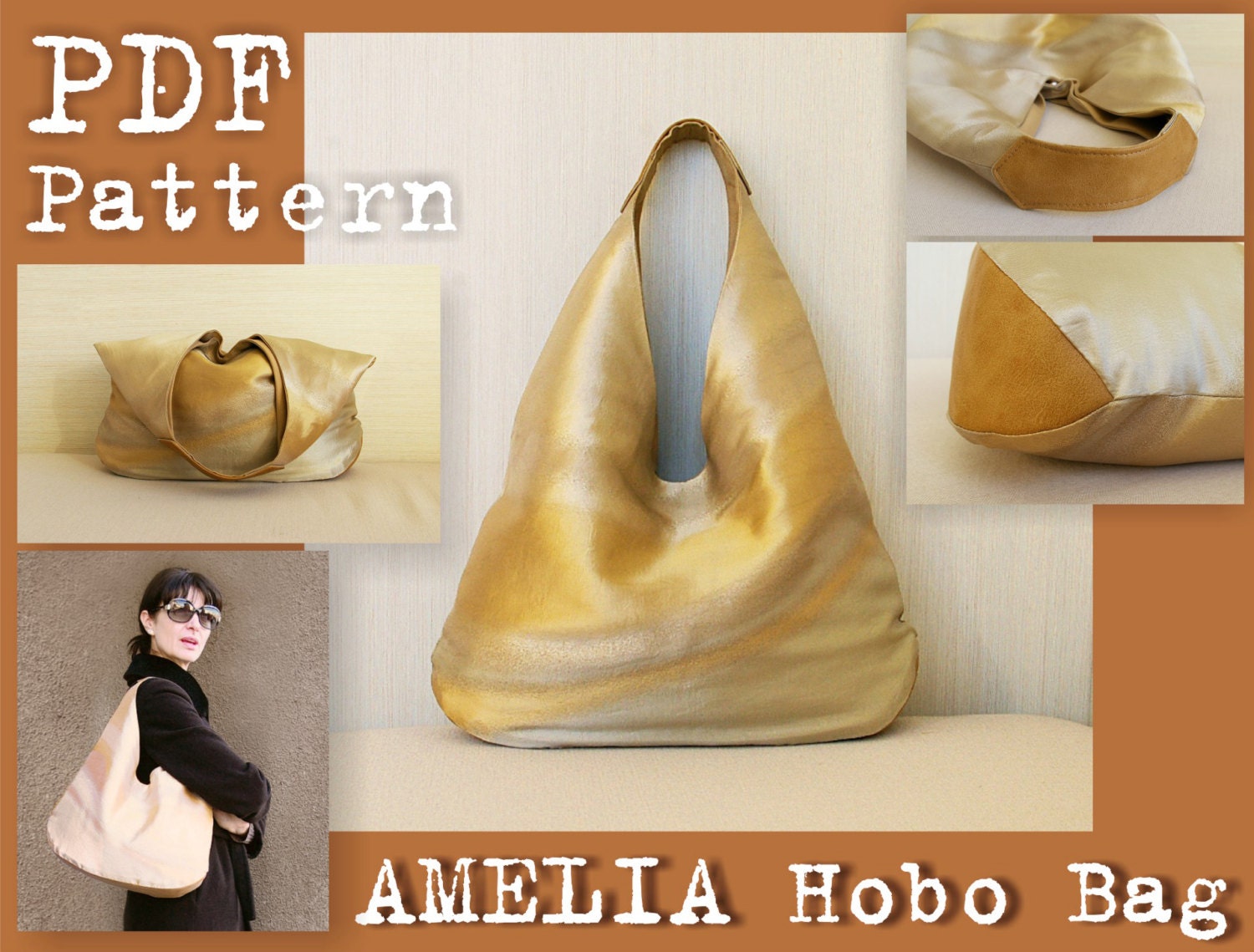 PDF Sewing Pattern to make Amelia Hobo Bag INSTANT DOWNLOAD