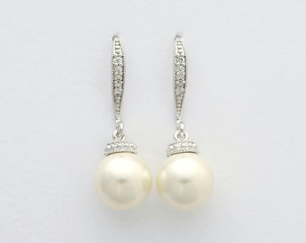 Pearl Bridal Earrings Classic Pearl Wedding Earrings Rose