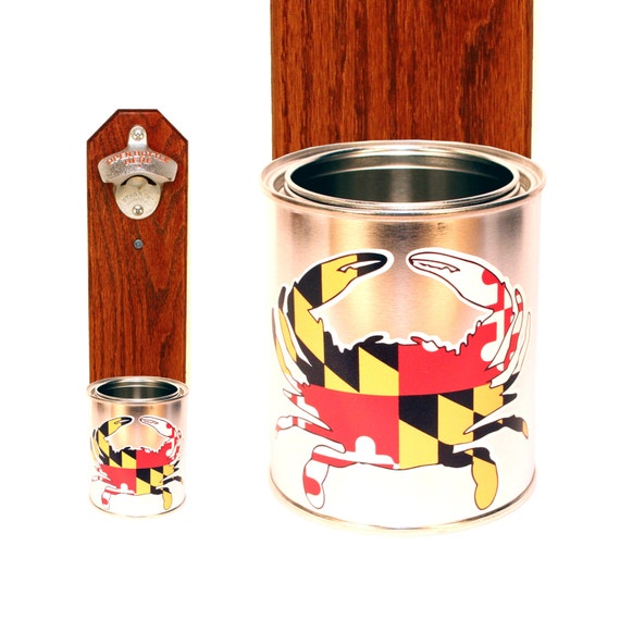 Maryland Blue Crab Wall Mounted Bottle Opener with Bottle Cap