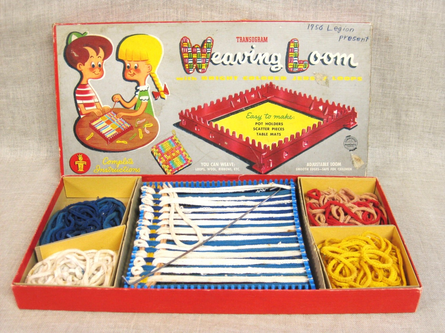 Vintage Toy Loom Weaving MidCentury Arts and Crafts Set
