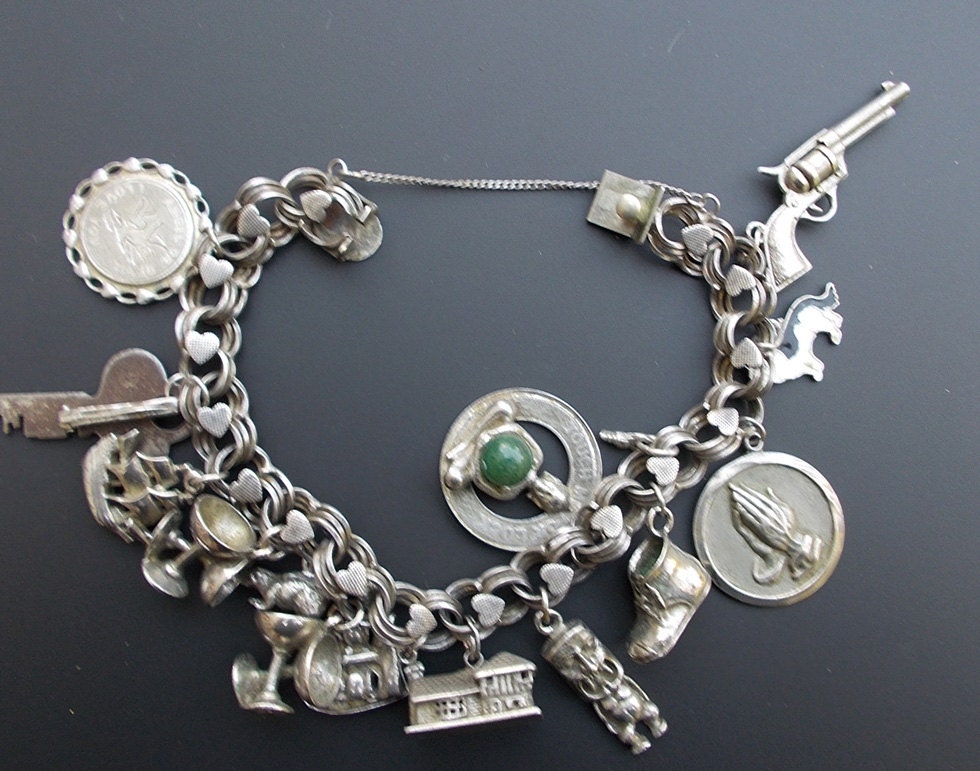 Vintage Sterling Silver Charm Bracelet Totem by lilisdestash