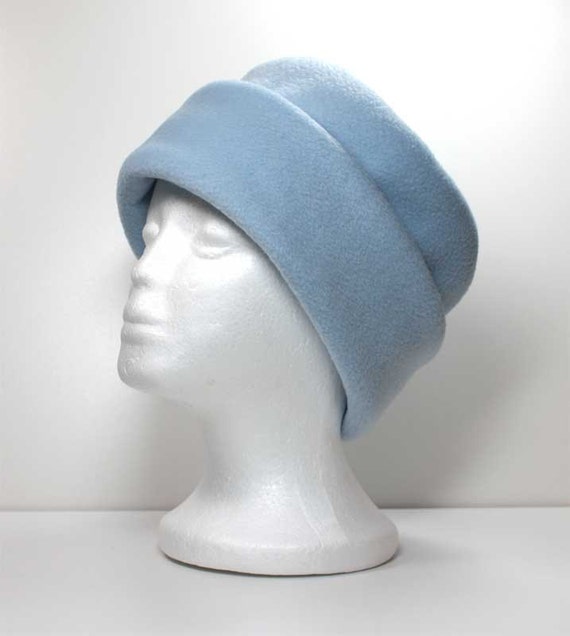 Light Blue Fleece Hat Winter Hat Roll Brim Hat Fleece Hats