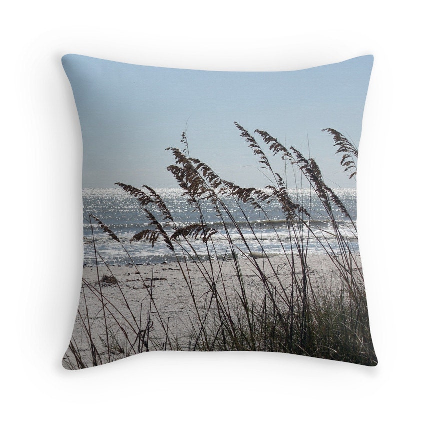 Beach Theme Pillow Cover Sea Oats Beach Photo Pillowcase