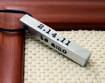 Personalized Bar Necklace For Men, Custom Bar Necklace, Personalized Necklace for Dad, Mens Jewelry, Custom Necklace for Men, 4 sided bar