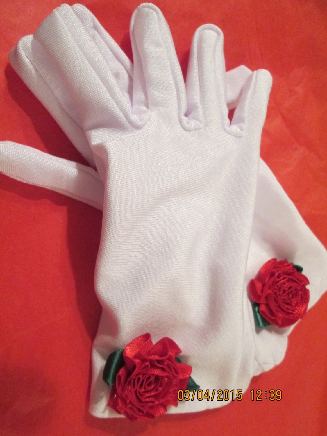 Girl's Red Rose Gloves Tea Party Gloves Girls Formal