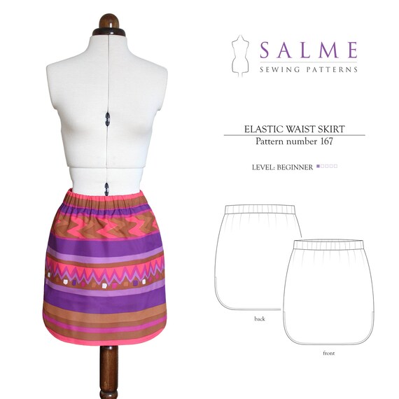 PDF Sewing pattern Elastic waist skirt