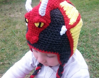 Dragon hat, red dragon hat, crochet dragon hat, kids dragon hat, dragon beanie, adult dragon hat