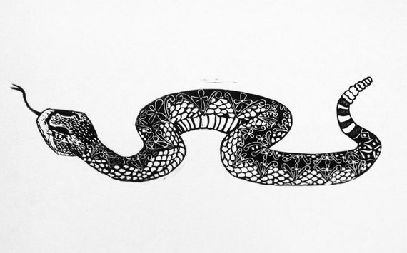 snake art snake print linocut reptile art desert by yaelpedroza