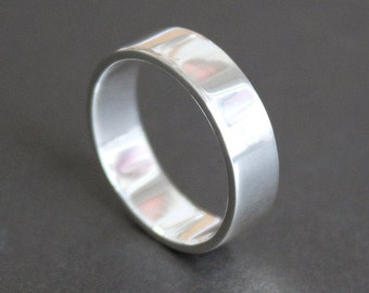 Sterling Silver Ring - 5mm Wide Ban d - Unisex - Smooth  Shiny Finish ...