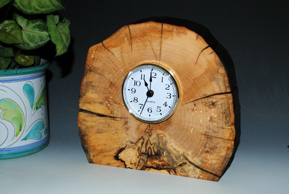 Handmade Clock Spalted Maple Upcycled Wood Clock Recycled Wood