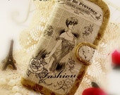 Samsung Galaxy s4 iPhone 6 Plus iPhone 6 iPhone 5 iPhone 4s Wallet Natural Linen Cotton Vintage Newspaper Paris Fashoin