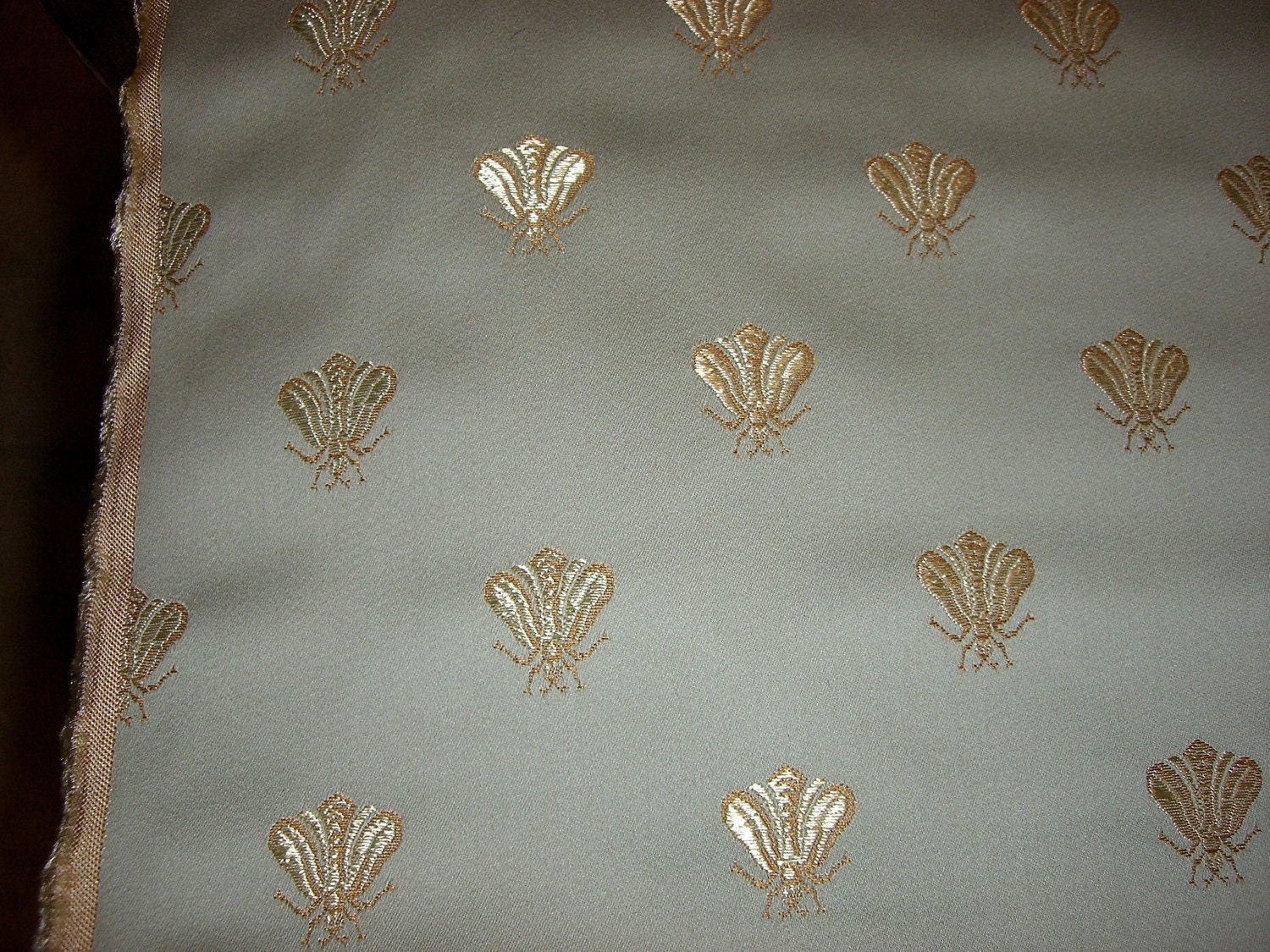 Vintage Upholstery Fabric with Golden Honey Bees