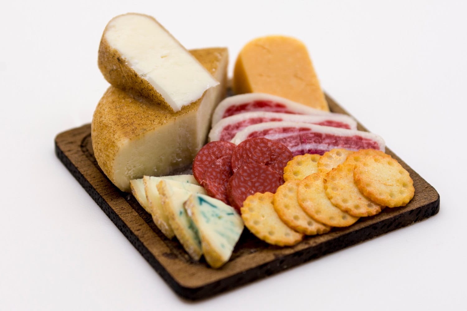 assorted cheese and meat with crackers board by amanspeak on Etsy
