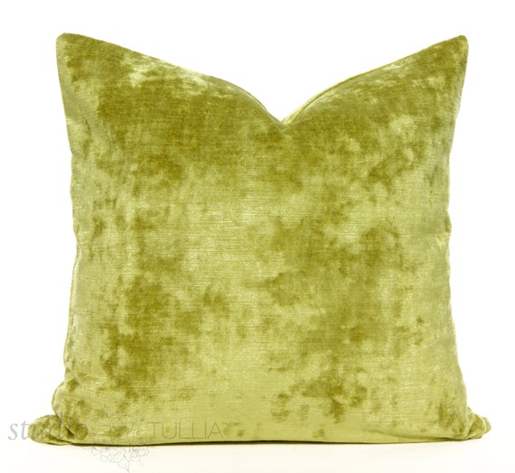 Chartreuse Velvet Pillow Cover SALE Decorative by studiotullia