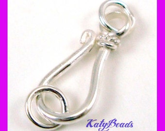 4 sets bright solid 925 Sterling Silver Wire hook Clasp with jump rings F20