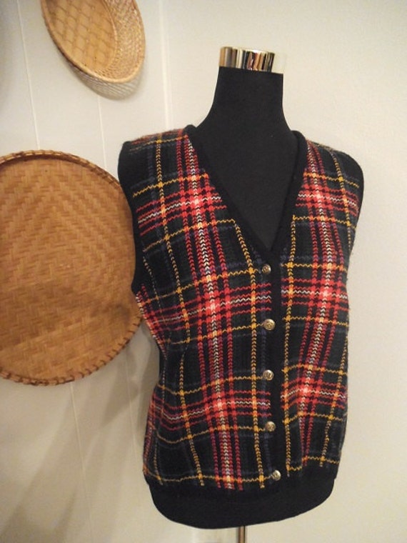 Vintage Tartan Plaid Vest Woman's Size 8 BEAUTIFUL
