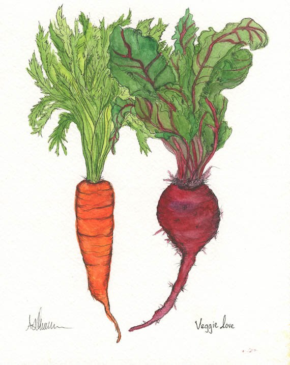 Original Art Print Vegetable Art by RootsAndWingsJewelry on Etsy