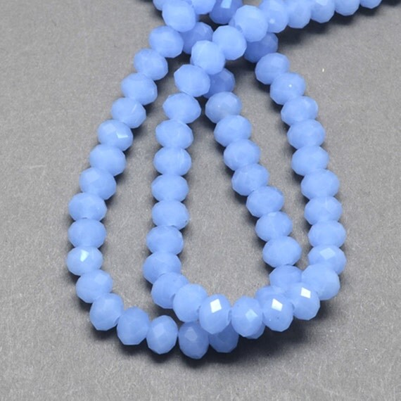 Items similar to Cornflower Blue Imitation Jade 10x7mm Faceted Glass ...