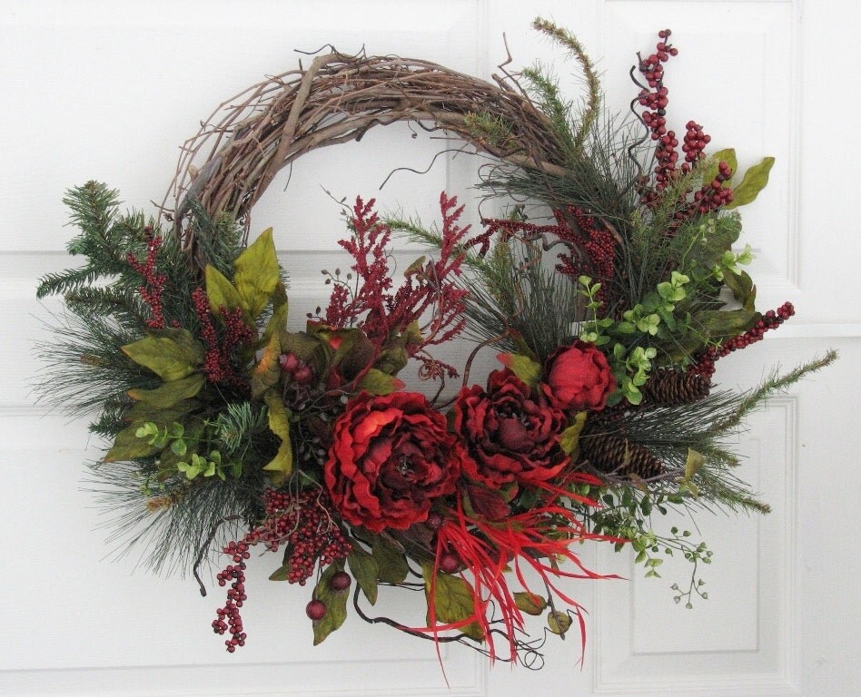 Winter Wreath Winter Bouquet Seasonal Wreath by SimpleJoysofLife