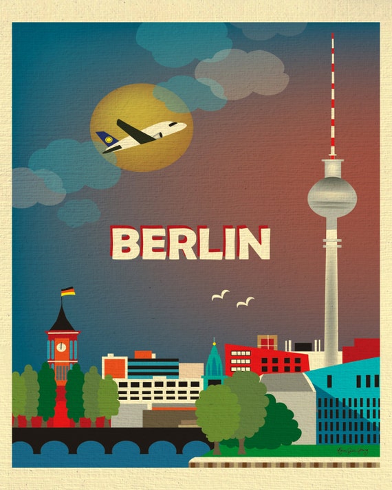 Berlin Skyline Art Print Berlin Poster Berlin city map