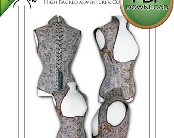 Corset Sewing Pattern High Full Back PDF Digital Download - size Extra Large 38" -40" 42"