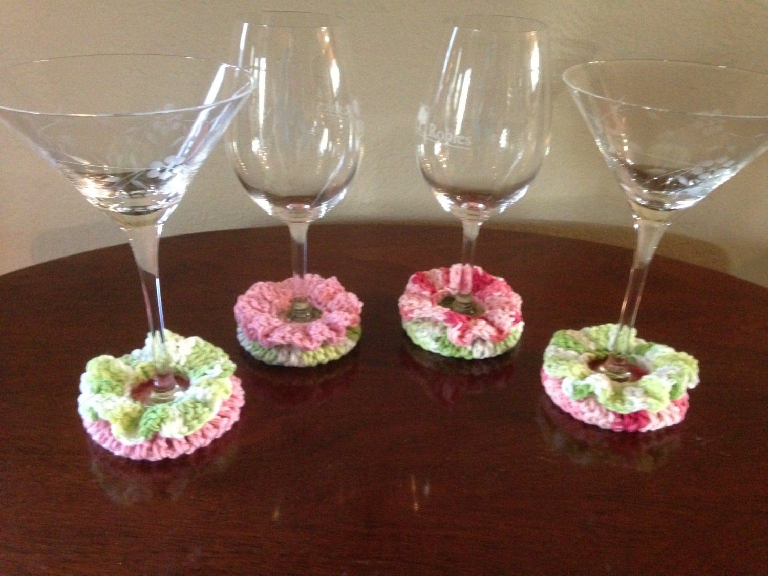 Crochet Cotton Wine Glass Coasters Set of 4 by CROCHETBYMELISSA