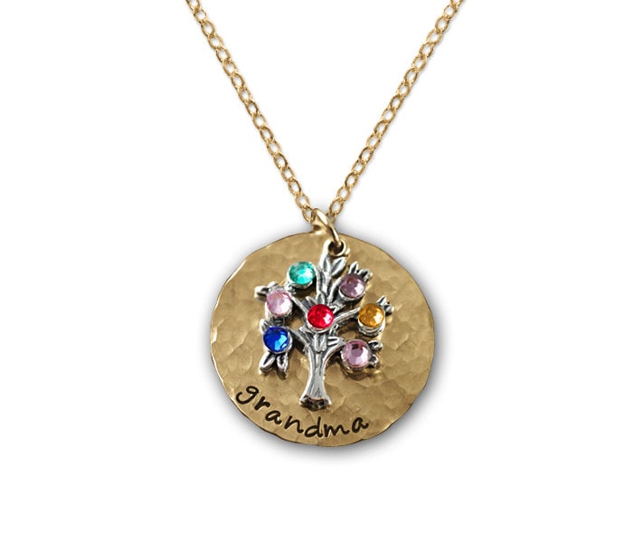 Gold Grandma Hand Stamped Necklace Grandmother Jewelry