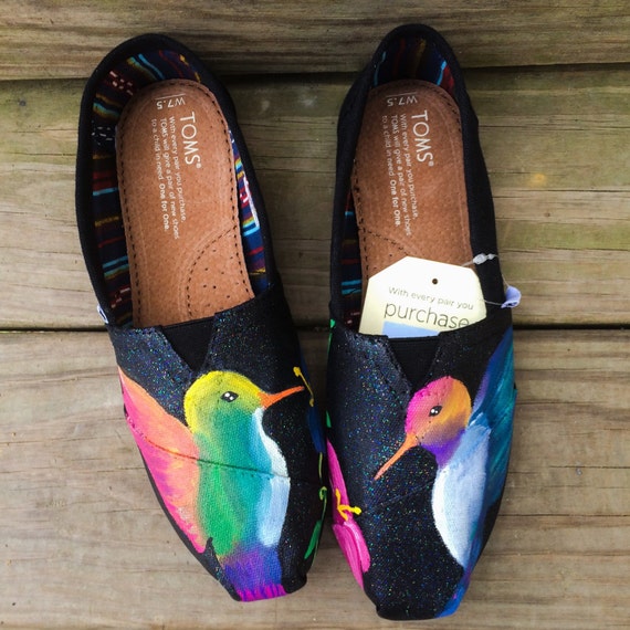 Custom Glitter Hummingbird Custom Toms Shoes