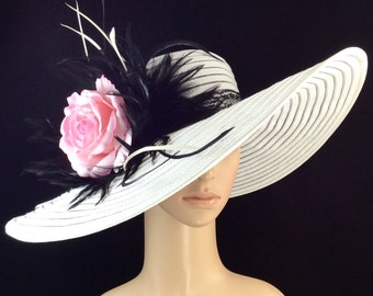 Wedding Hat Derby Hat Dress Hat Wide Brim Hat Womens Dress Wedding Tea Party Ascot Church Kentucky Derby