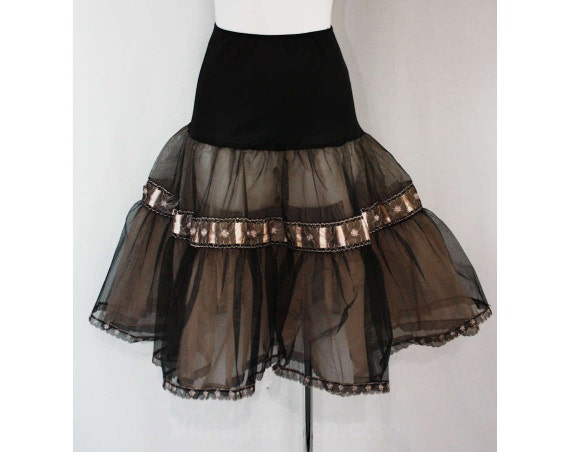 Size 6 Crinoline Pin-Up Chic 1950s Black Petticoat with Baby