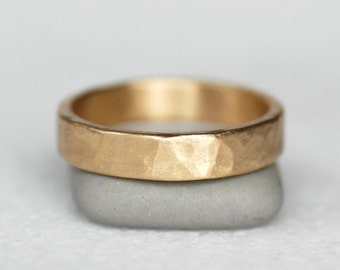 gold 4mm thick wide band ring recycled eco friendly