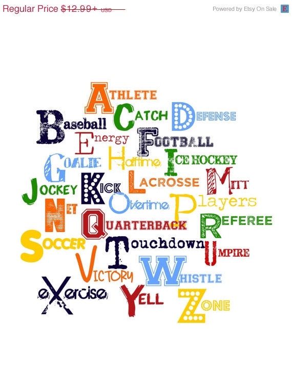 Boy Alphabet Sports Theme Boy Nursery by LibertyAndLilacPaper