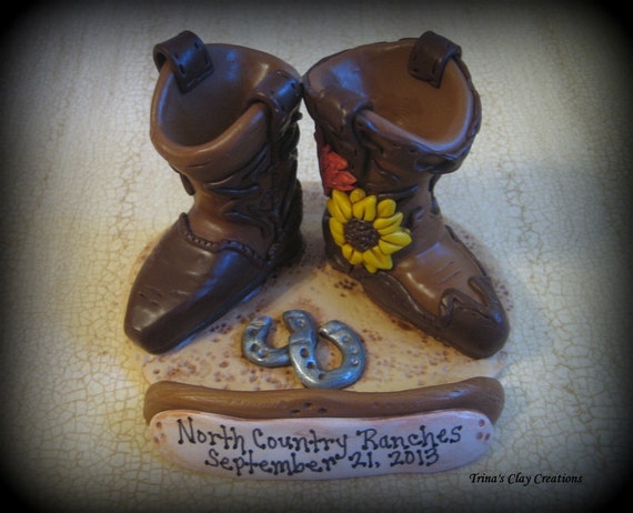 wedding cake boots cowboy Topper by Cake Wedding and Custom trinasclaycreations Her His