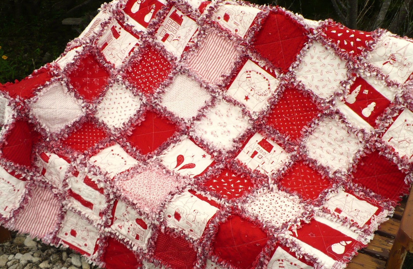CIJ FREE SHIPPING Cozy Christmas Rag Quilt by SunflowerRagWorks CIJ FREE SHIPPING Cozy Christmas Rag Quilt by SunflowerRagWorks