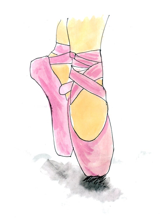 Ballet shoes pink girls ballerina wall art by stephaniebeever