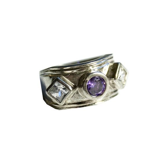 Vintage Purple Stone Ring  Sterling Silver